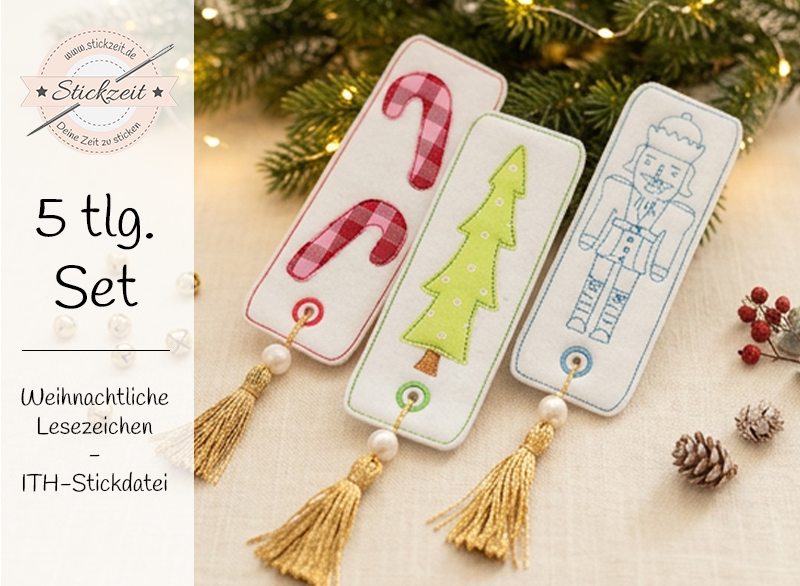 Weihnachtliche Lesezeichen - ITH-Stickdatei